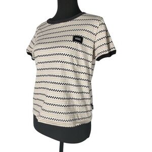 Vans Black and White Striped Crop Top Size M